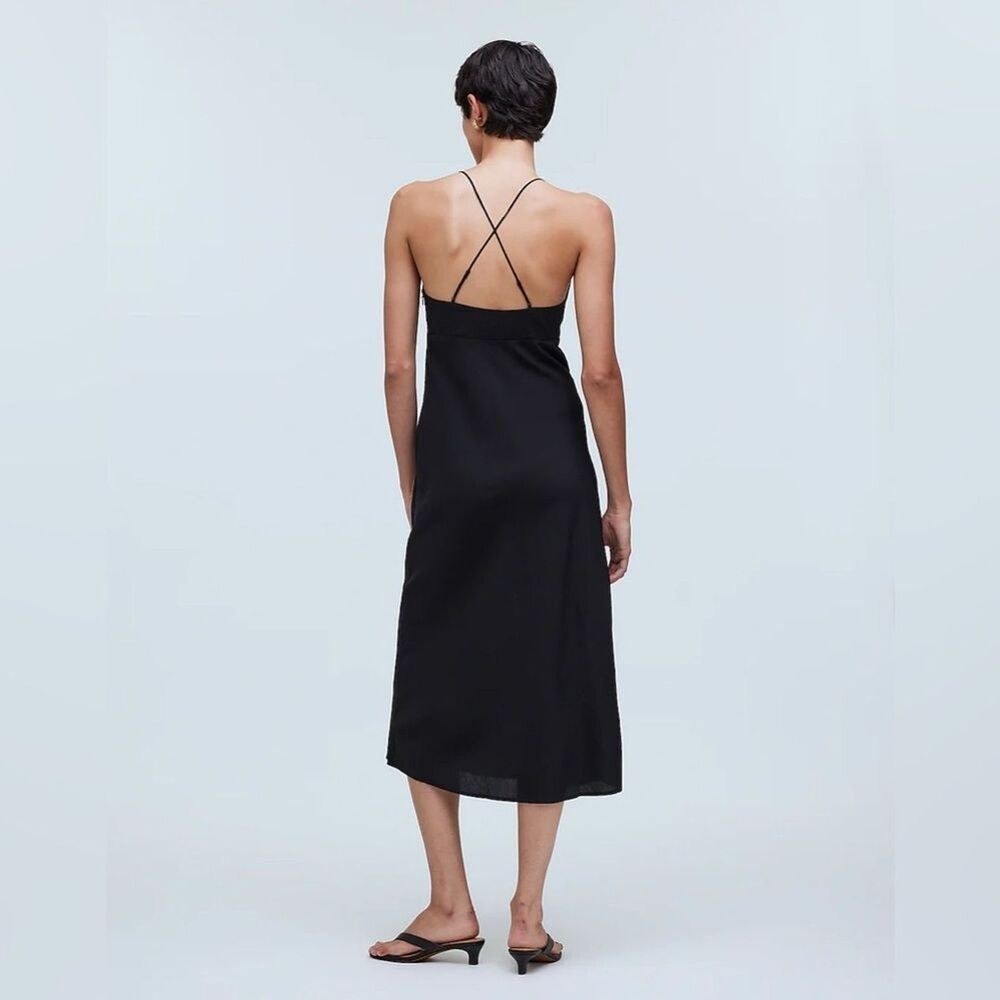 Madewell Layton Midi Slip Dress Size 10 in True Black NWT - Picture 4 of 14
